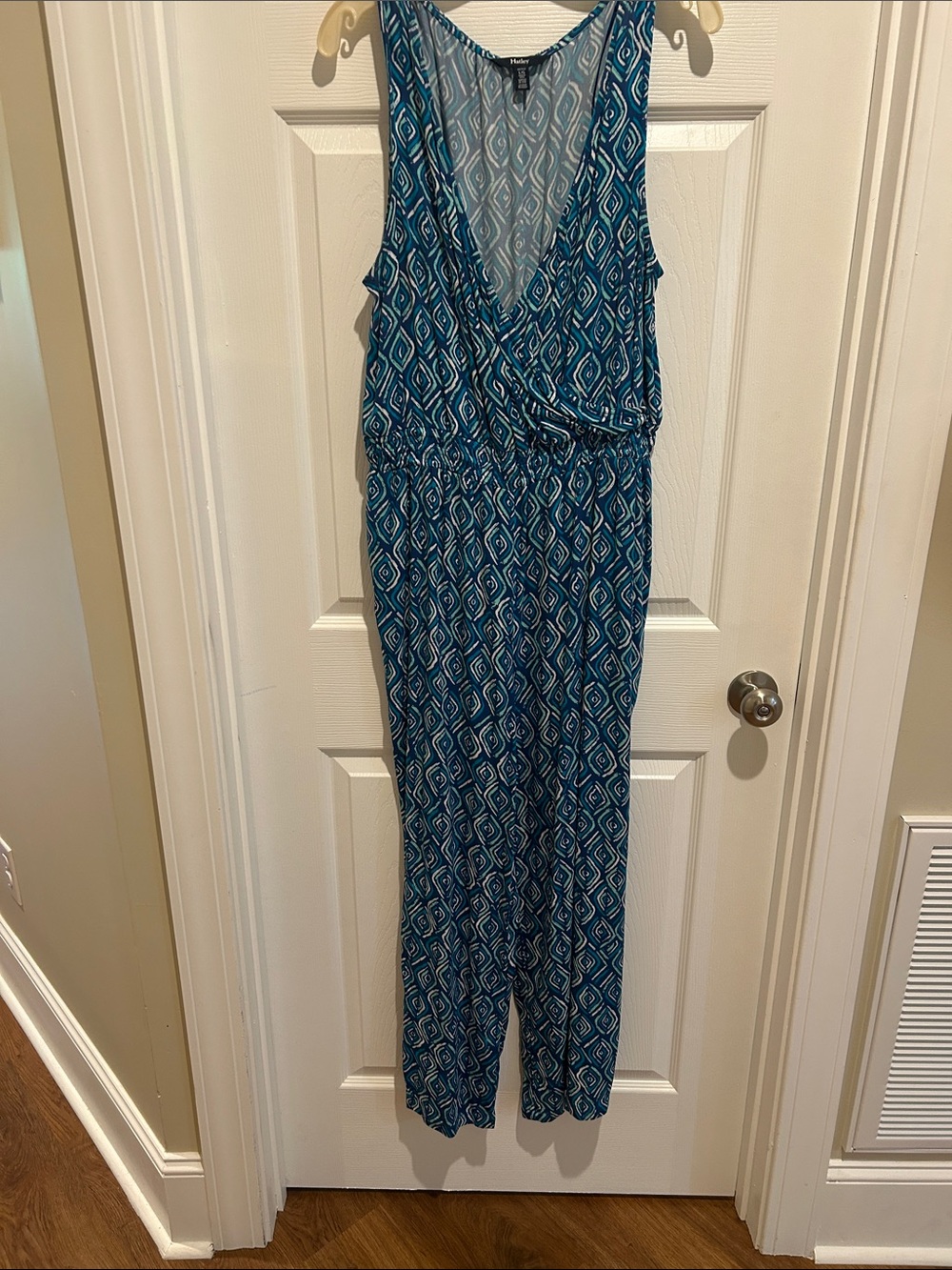 Hatley Teal Diamond-Print Sleeveless Jumpsuit